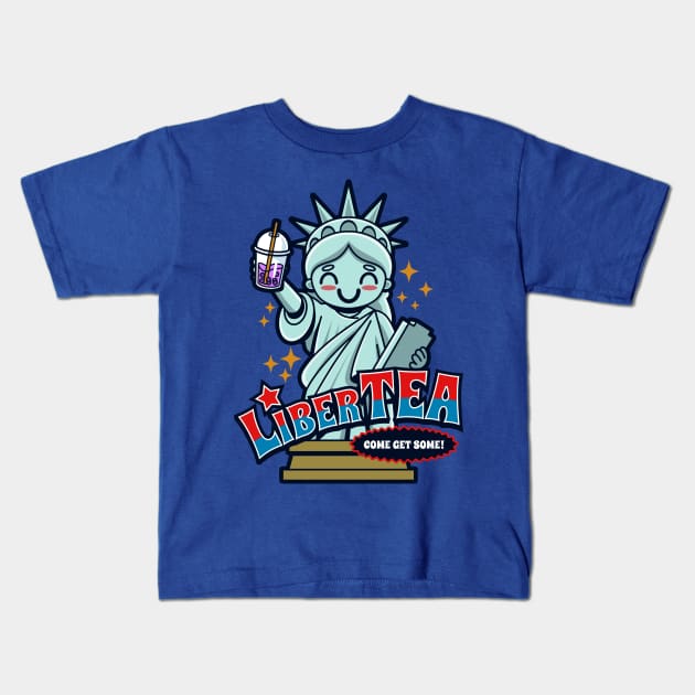 Funny Cute Kawaii Liberty Statue America Pun Meme Gift For Boba Tea Lovers Kids T-Shirt by BoggsNicolas